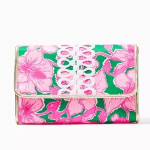 Lilly Pulitzer Pink and Green Floral Clutch